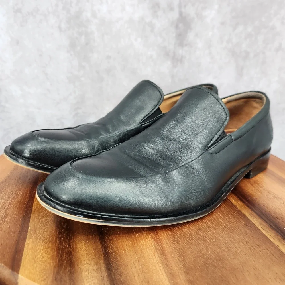 Warfield & Grand Loafer Mens‎ 10 Jackson Black Leather Slip On Shoes 90903